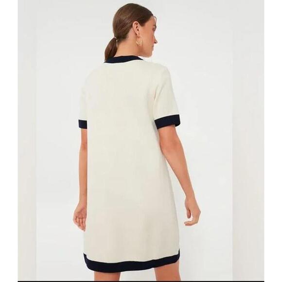 #1442 Tuckernuck NWT Merritt Off White Navy Knit Wool Blend Dress Size Large - Picture 2 of 4